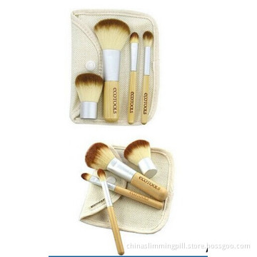Hot Sale Bamboo Makeup Brushes with a Cloth Pouch Synthetic Bamboo Brush for Makeup